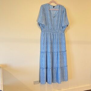 Light Blue Floral Maxi Dress - Women